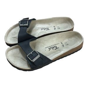 Tula By Birkenstock US 7.5 EU 38.5 Black Leather Strap Bed Sandals Comfort